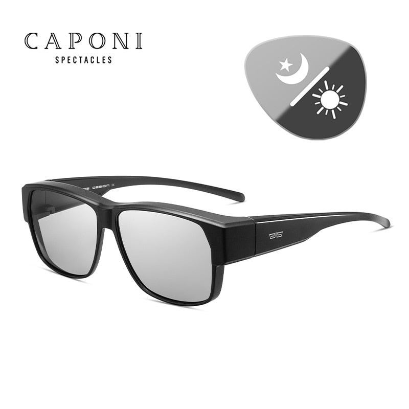 CAPONI Fit Over Sunglasse Polarized Men UV400 Goggles Outdoor Driving Fishing TR-90 Frame Cover Sun Glasses Discoloration BS3027