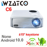 WZATCO New C6 300inch Android 9.0 WIFI Full HD 1920*1080P LED Projector Video Proyector Home Theater Cinema Smart Phone Beamer