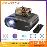 WEWATCH V50 Portable 5G WIFI Projector Mini Smart Real 1080P Full HD Movie Proyector 200&#39;&#39; Large Screen LED Bluetooth Projectors