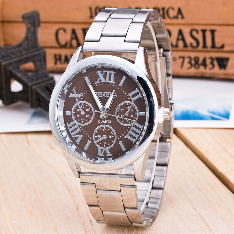 New Brand 3 Eyes Silver Geneva Casual Quartz Watch Women Stainless Steel Dress Watches Relogio Feminino Ladies Clock Hot Sale