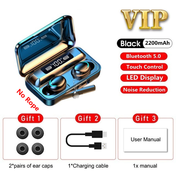 09 9D TWS Bluetooth 5.0 Earphones 2200mAh Charging Box Wireless Headphone Stereo Sports Waterproof Earbuds Headsets With Mic