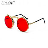 Vintage Steampunk Flip Sunglasses Retro Round Metal Sun Glasses