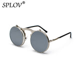 Vintage Steampunk Flip Sunglasses Retro Round Metal Sun Glasses