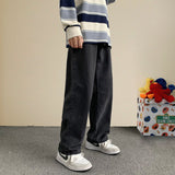 2021 Autumn New Streetwear Baggy Jeans Men Korean Fashion Loose Straight Wide Leg Pants
