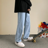 2021 Autumn New Streetwear Baggy Jeans Men Korean Fashion Loose Straight Wide Leg Pants