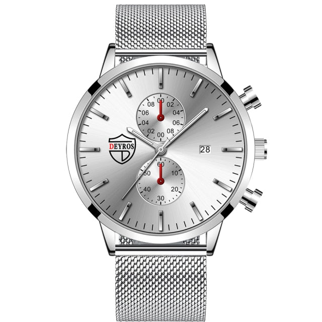 Brand Mens Luxury Watches Fashion Stainless Steel Mesh Belt Quartz Wrist Watch Men Wristband Luminous Clock relogio masculino