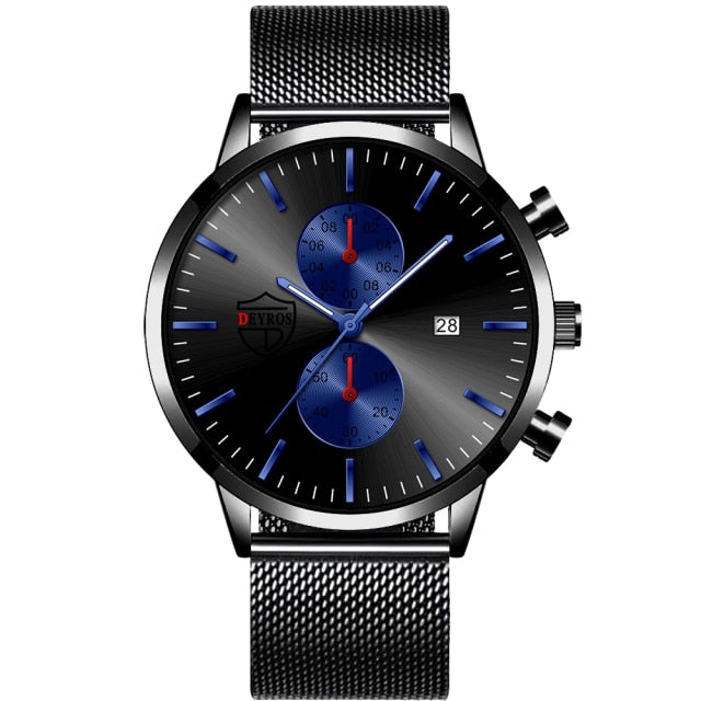 Brand Mens Luxury Watches Fashion Stainless Steel Mesh Belt Quartz Wrist Watch Men Wristband Luminous Clock relogio masculino