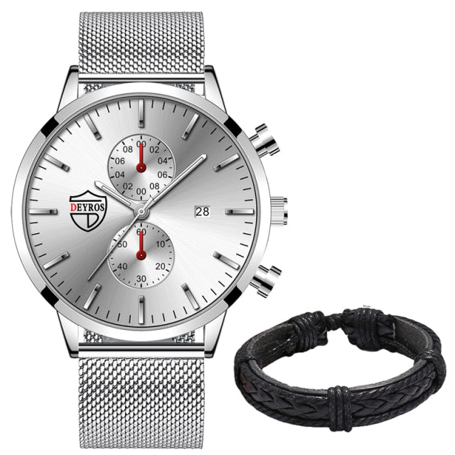Brand Mens Luxury Watches Fashion Stainless Steel Mesh Belt Quartz Wrist Watch Men Wristband Luminous Clock relogio masculino