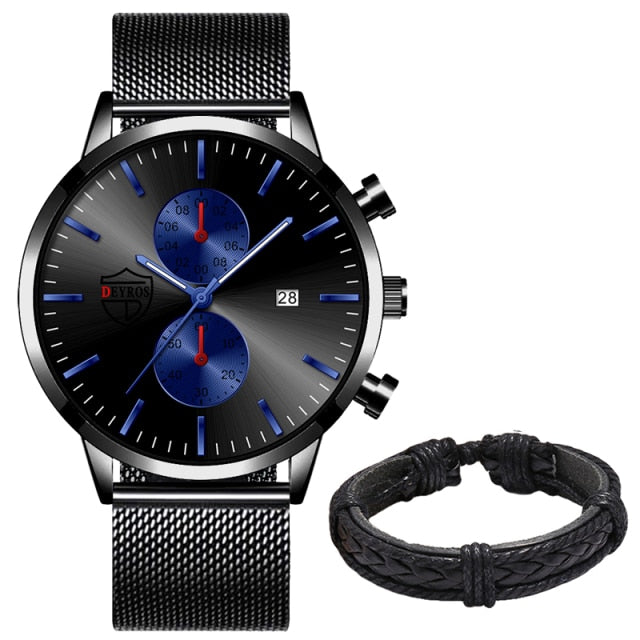 Brand Mens Luxury Watches Fashion Stainless Steel Mesh Belt Quartz Wrist Watch Men Wristband Luminous Clock relogio masculino