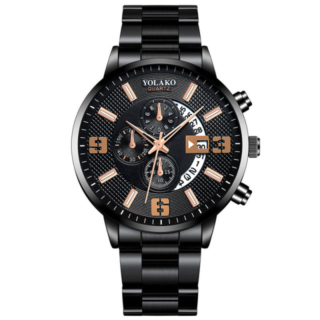 reloj hombre Mens Fashion Business Watches Men Sports Stainless Steel Quartz Watch Man Calendar Date Clock relogio masculino