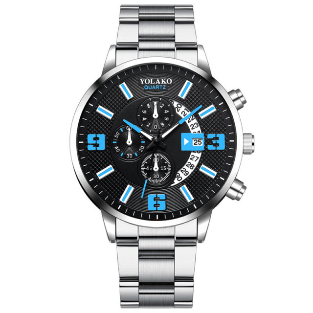 reloj hombre Mens Fashion Business Watches Men Sports Stainless Steel Quartz Watch Man Calendar Date Clock relogio masculino