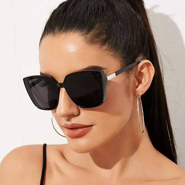 Designer Cat Eye Sunglasses Woman Vintage Black Mirror Sun Glasses