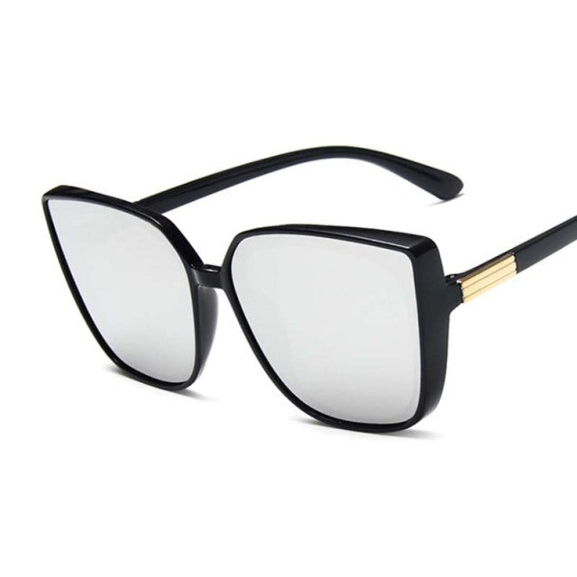 Designer Cat Eye Sunglasses Woman Vintage Black Mirror Sun Glasses