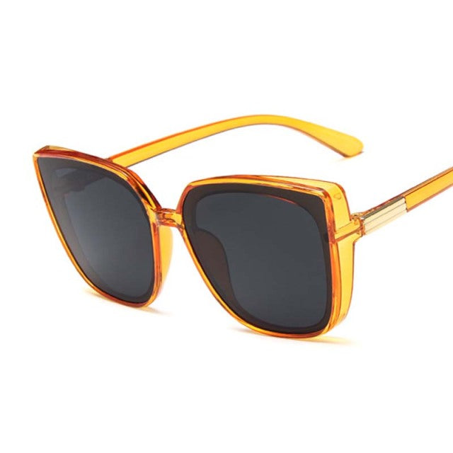 Designer Cat Eye Sunglasses Woman Vintage Black Mirror Sun Glasses