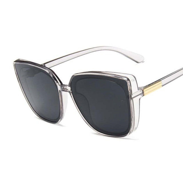 Designer Cat Eye Sunglasses Woman Vintage Black Mirror Sun Glasses