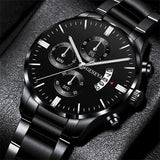 Men Luxury Stainless Steel Watch Calendar Date Quartz Wrist Watch Watche