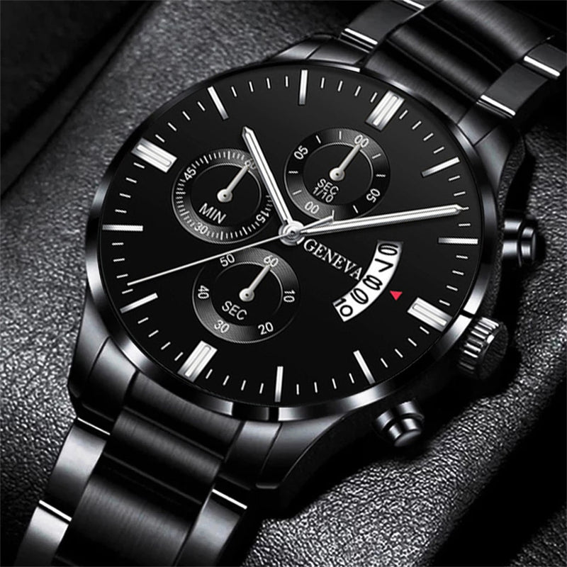 Men Luxury Stainless Steel Watch Calendar Date Quartz Wrist Watch Watche