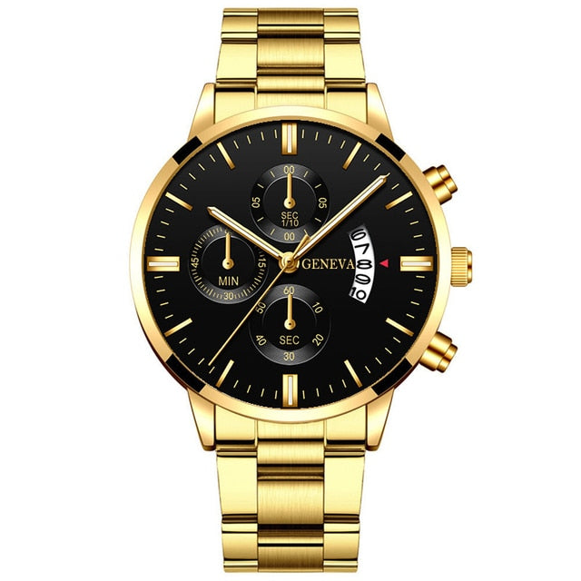 Men Luxury Stainless Steel Watch Calendar Date Quartz Wrist Watch Watche