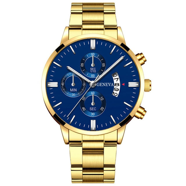 Men Luxury Stainless Steel Watch Calendar Date Quartz Wrist Watch Watche