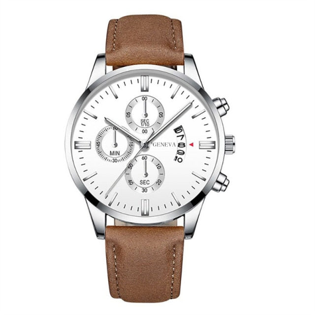 Men Luxury Stainless Steel Watch Calendar Date Quartz Wrist Watch Watche