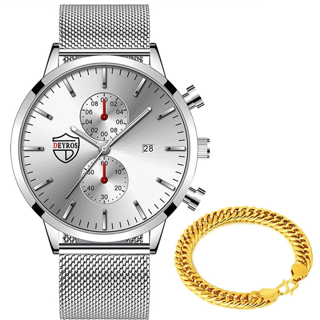 Brand Mens Luxury Watches Fashion Stainless Steel Mesh Belt Quartz Wrist Watch Men Wristband Luminous Clock relogio masculino