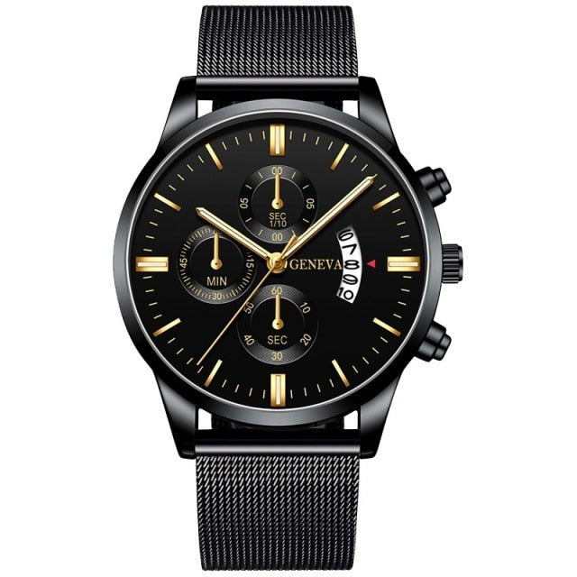 Men Luxury Stainless Steel Watch Calendar Date Quartz Wrist Watch Watche