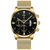 Men Luxury Stainless Steel Watch Calendar Date Quartz Wrist Watch Watche
