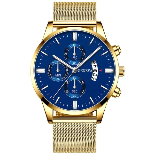 Men Luxury Stainless Steel Watch Calendar Date Quartz Wrist Watch Watche