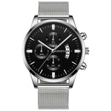 Men Luxury Stainless Steel Watch Calendar Date Quartz Wrist Watch Watche