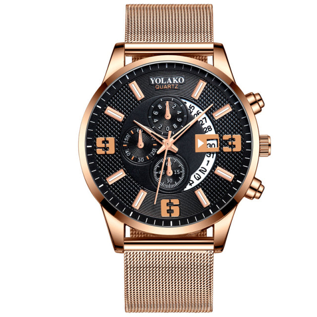 reloj hombre Mens Fashion Business Watches Men Sports Stainless Steel Quartz Watch Man Calendar Date Clock relogio masculino