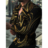 Fashion Men Shirts Oversized Casual Shirt Stripe Print Long Sleeve
