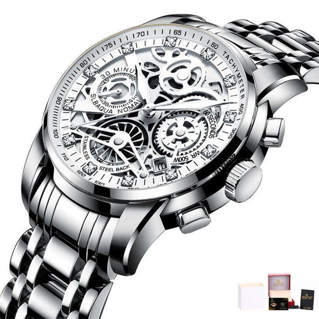 Flywheel Rotating Window Mens Watches Luxury Fashion Luminous Auto Date Men Quartz Watch Waterproof Male Clock relogios Relogio