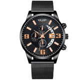 2022 Watches Mens Fashion Calendar Watch Men Business Stainless Steel Mesh Belt Quartz Wrist Watch Male Clock relogio masculino